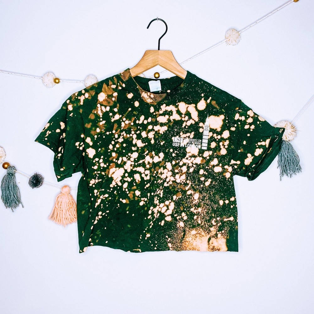 VINTAGE y2k London USF hand crop bleach tee